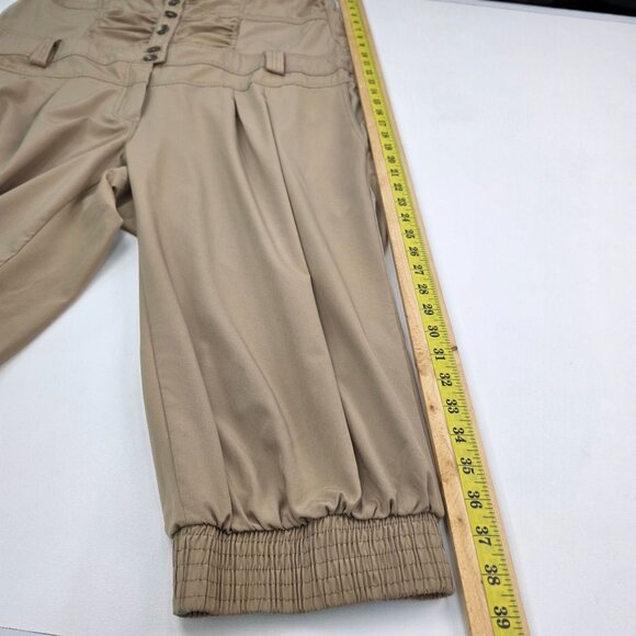 Womens Beige Strapless Button-Front Jumpsuit With Pockets & Elastic Hem Size 2X - Picture 14 of 16